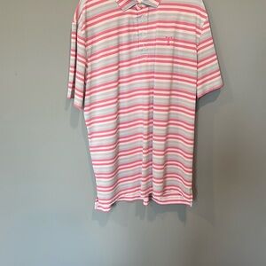 Striped Pink and White Men's Polo Shirt